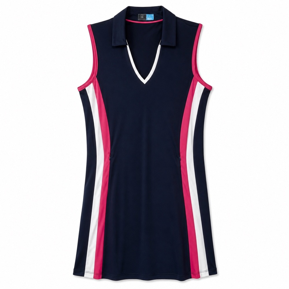 PGA Tour Sport Dress Navy Pink Athletic Golf Tennis Small NWT V Neck